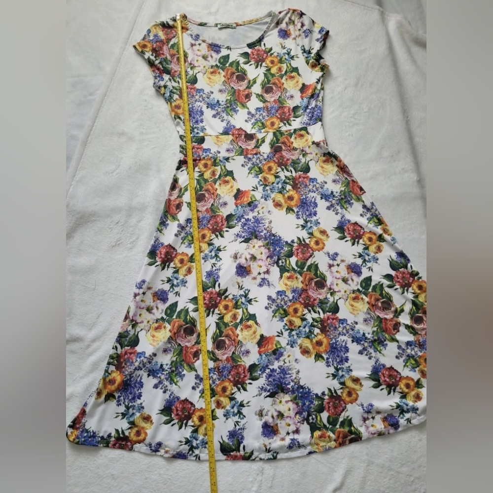 Colorful Floral Midi Vintage Dress from Europe SIZE S - Picture 8 of 14